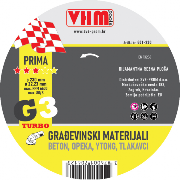 DIJAM.PLOČA GRAĐ.MAT. G3 TURBO  230*2,1/10*22 VHM
