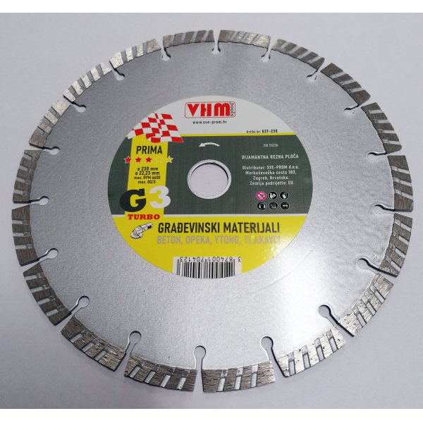 DIJAM.PLOČA GRAĐ.MAT. G3 TURBO  230*2,1/10*22 VHM